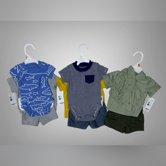 Carter's Kids Newborn Shirts & Tops - Blue, Gray, Green - Picture 2 of 6